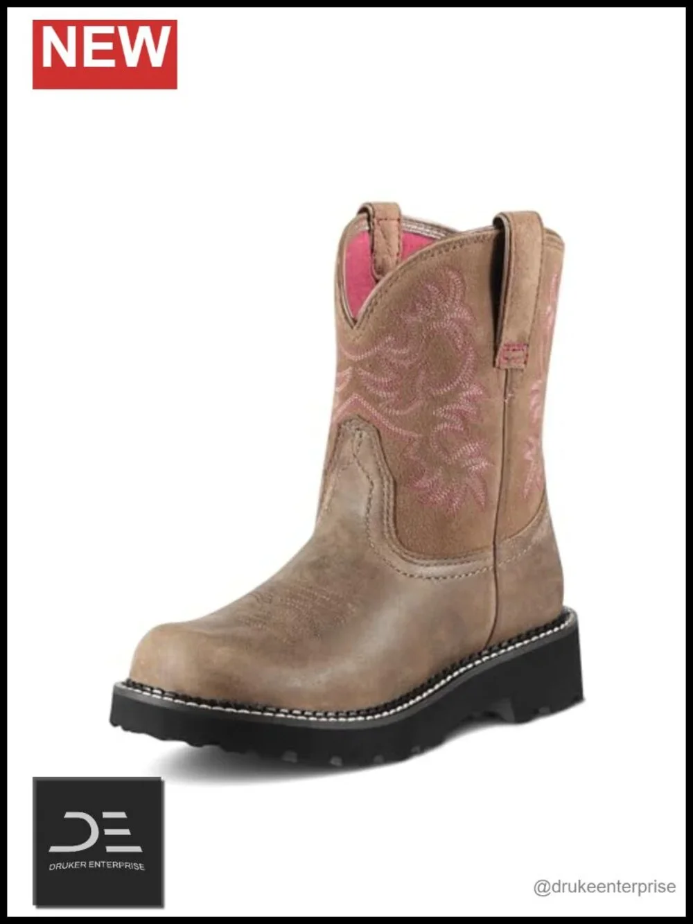 Women's Western Slip-On Boots Chunky Lug Sole Suede Leather 8
